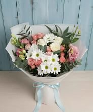 Букет цветов из:  Розы, Лизиантусы и Хризантемы в Данилово