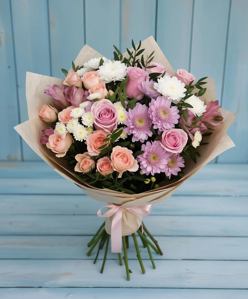 Букет цветов из: Хризантемы, Розы и Альстромерии в Данилово