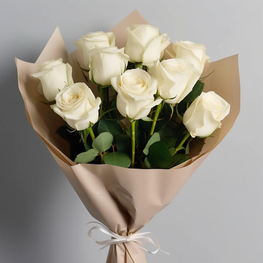 Букет 9 Белых роз Эдлесс Лав в Данилово