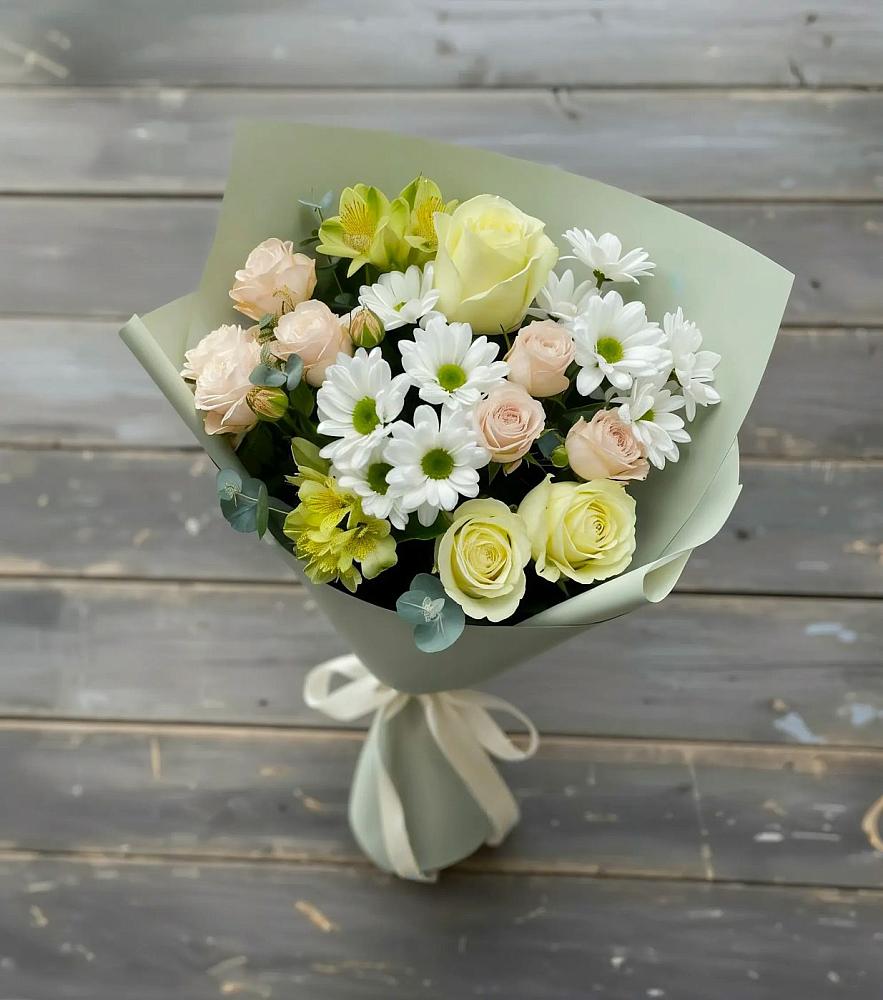 Букет цветов из: Альстромерии, Розы и Хризантемы в Данилово