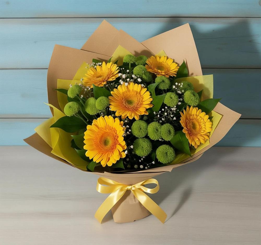 Букет цветов из: Герберы и Хризантемы в Данилово