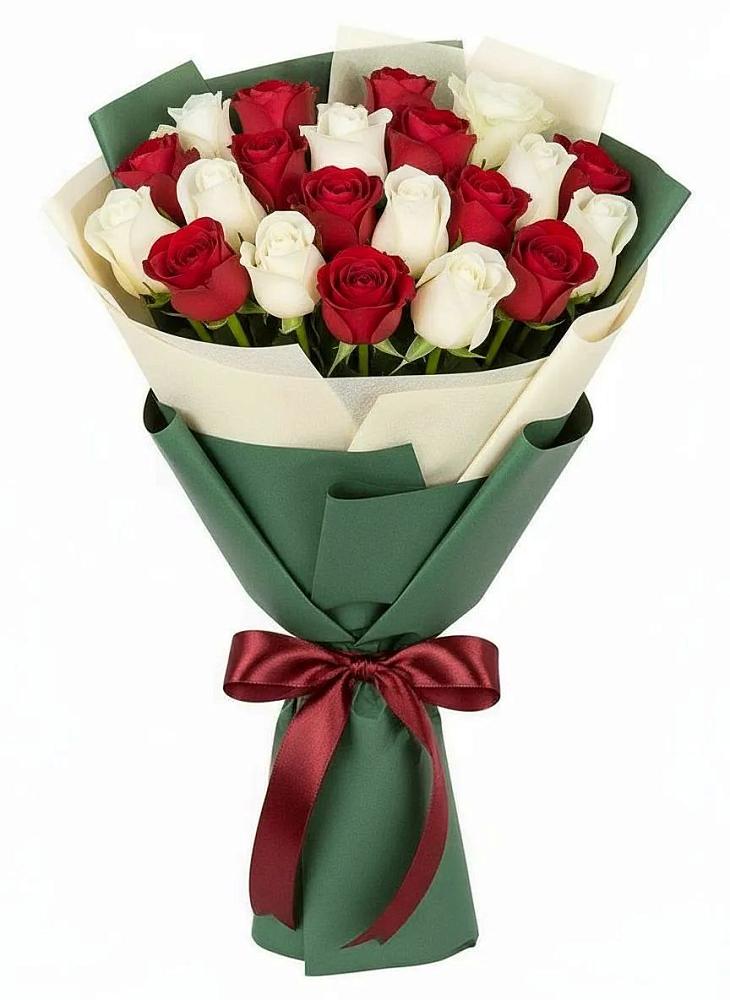Букет Микс из красных и белых роз в Данилово