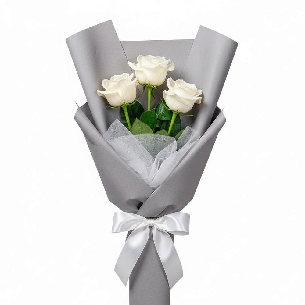 Букет 3 белые розы в Данилово
