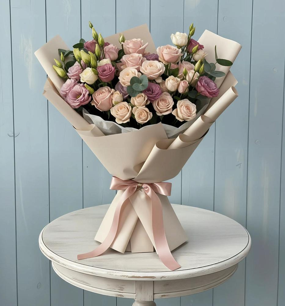 Букет цветов из: Розы и Лизиантусы в Данилово