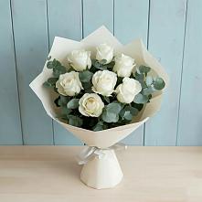 Букет Белые розы в Эвкалипте #REPLACE_PRED# Данилово